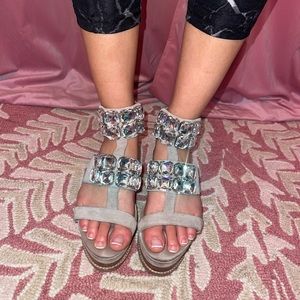 Crystal platform sandals
